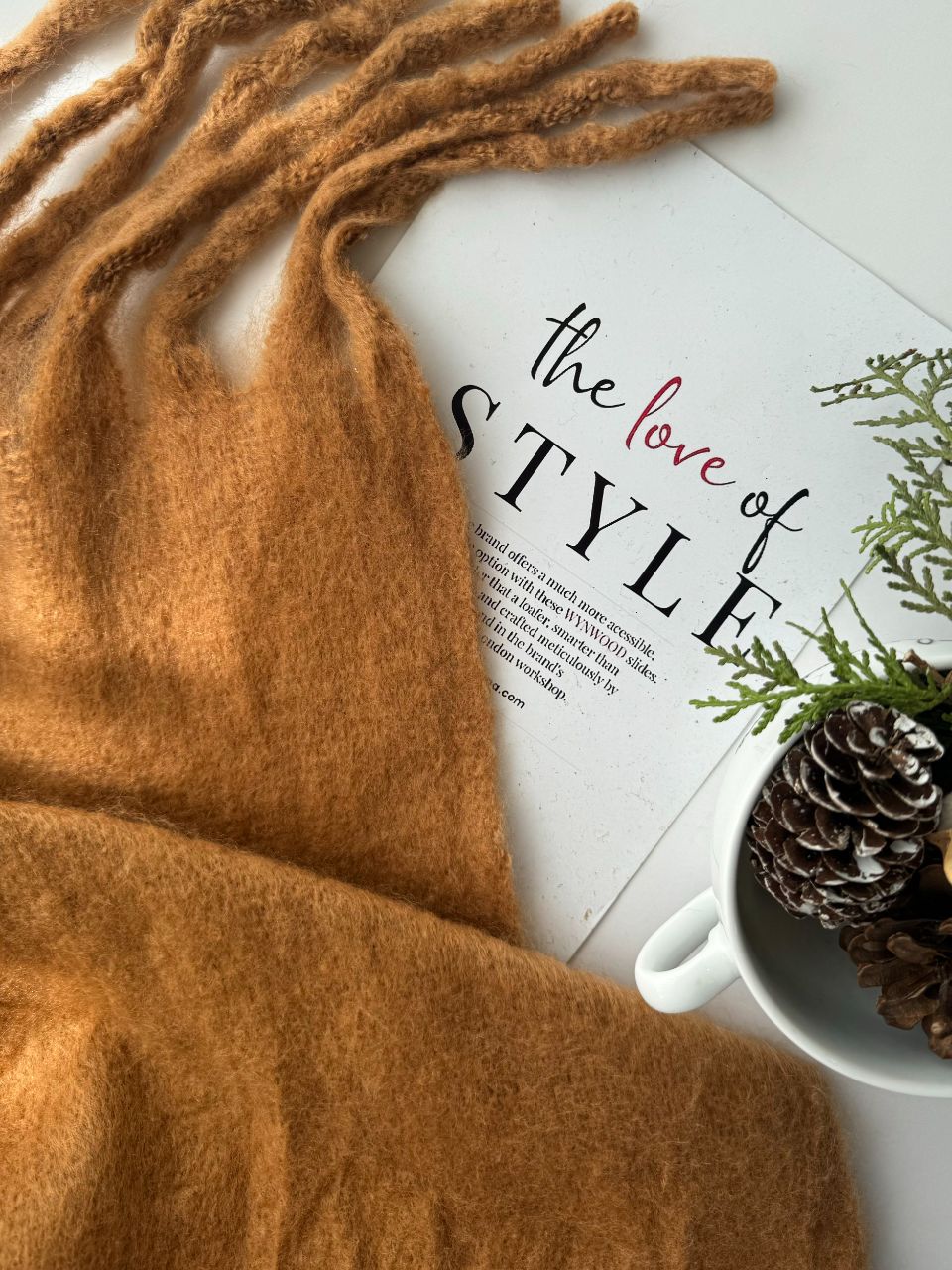 شال گردن ساده ریشه کوبایی خردلی