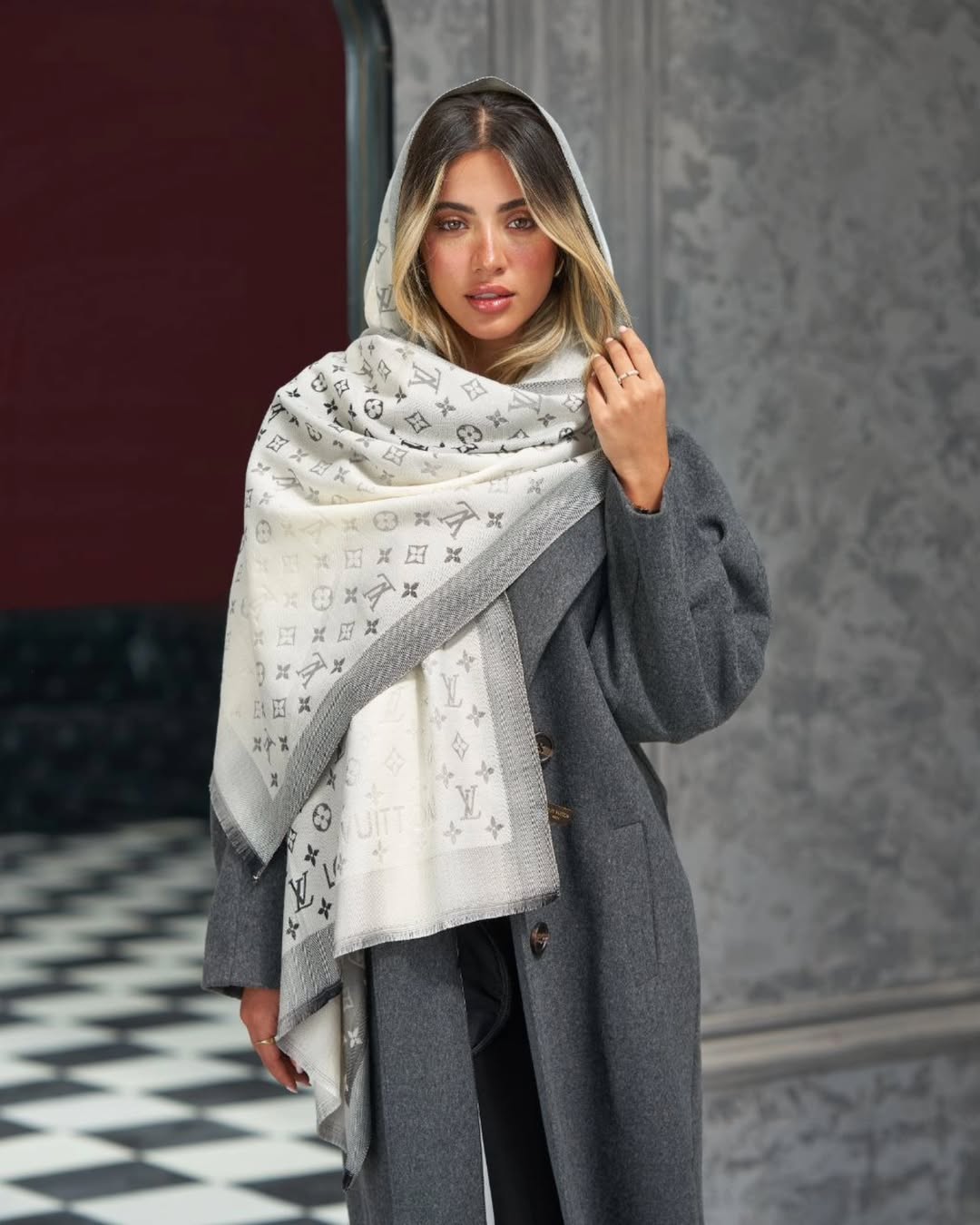 شال کشمیری طرح LV